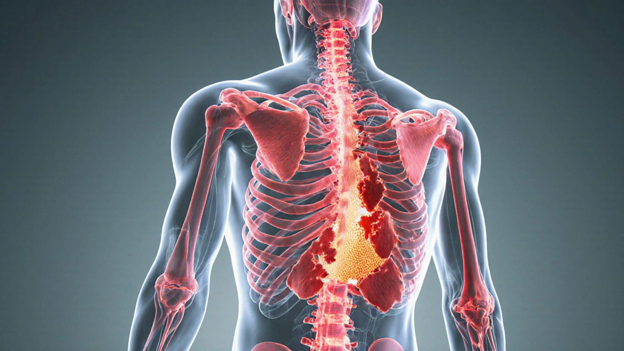 Transparentní znázornění těla s vylepšeným krevním oběhem a rozpuštěnými jizvami.