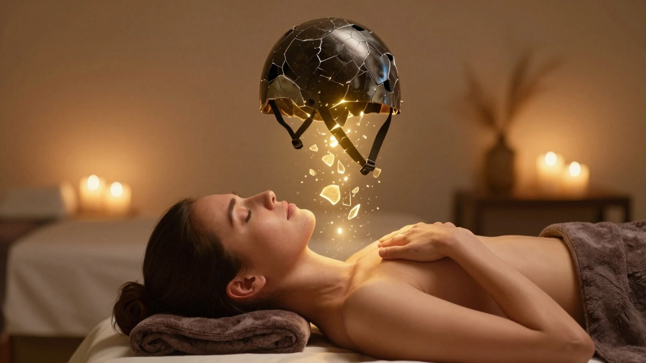 Žena se cítí uvolněná, jako by zahodila těžkou hlavu, která ji tížila.