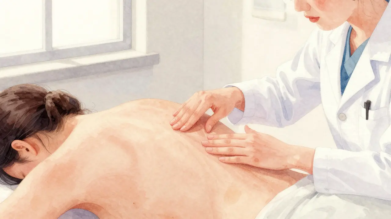 Terapeut kontroloval pokožku před Vacupress terapií