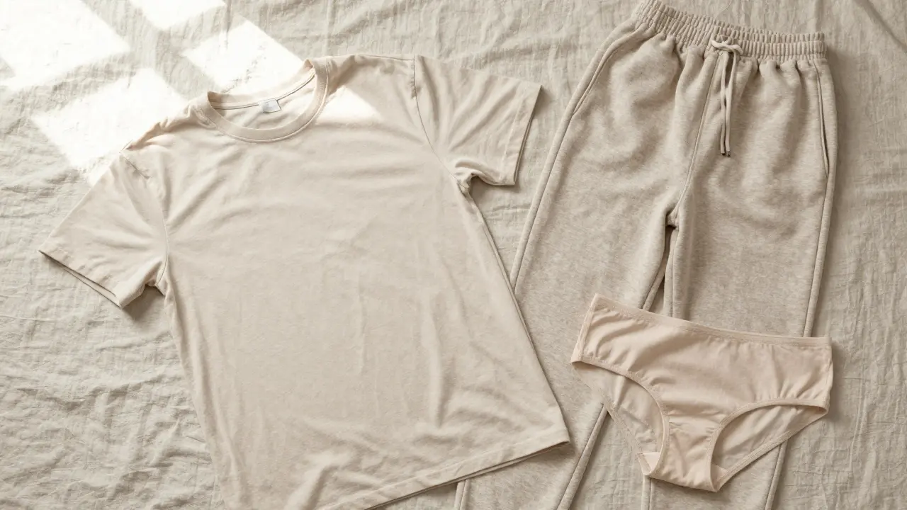 Příklad volného bavlněného oblečení vhodné k léčbě