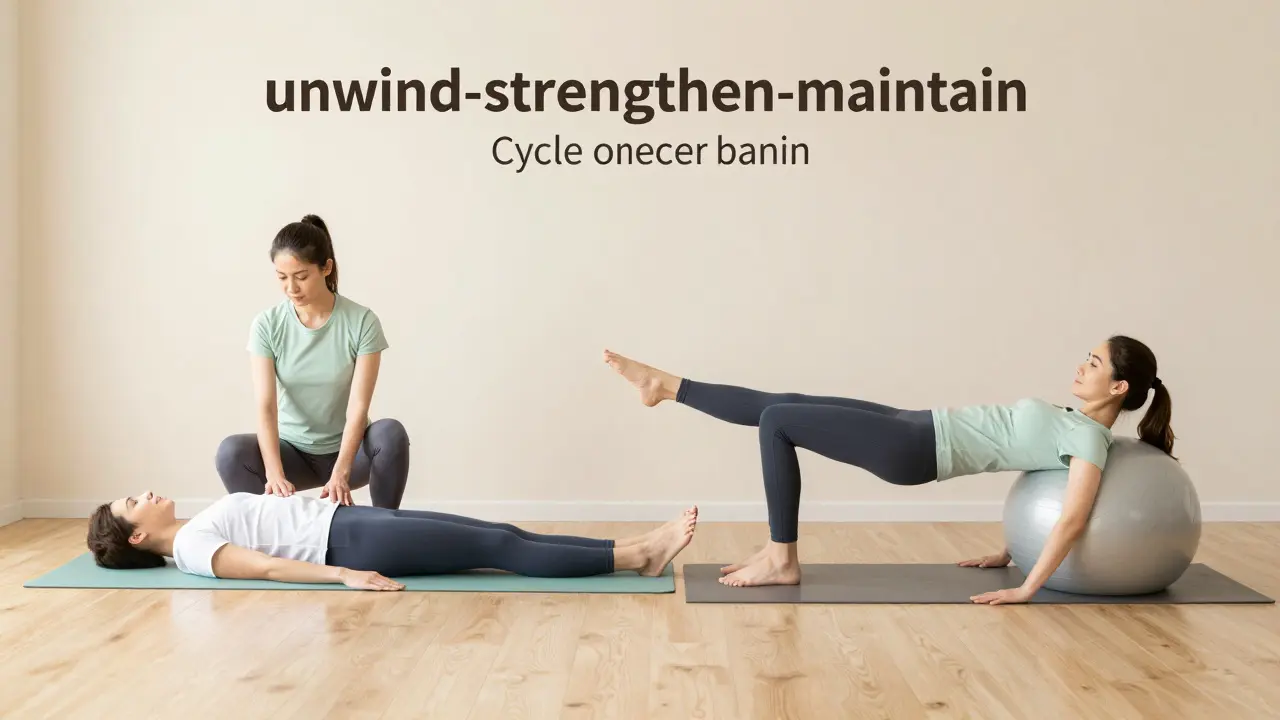 Kombinace manuální terapie a aktivního posilování v moderní fyzioterapeutické praxi.